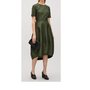 Cotton-silk cocoon skirt dress